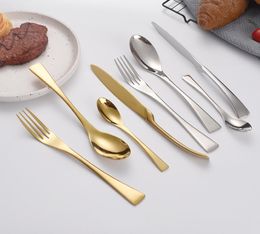 4 pièces mercrets Saigetware Fork Spoon Knife Rolware Set Cutlery1408281