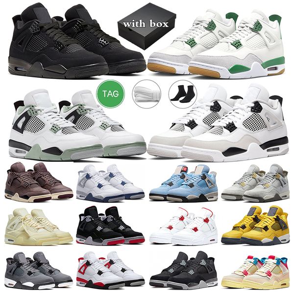 4 chaussures de basket-ball vert pin chat noir 4s baskets pour hommes femmes baskets Seafoam Military Black Photon Dust Bred Sail Midnight Navy Oreo chaussure d'extérieur