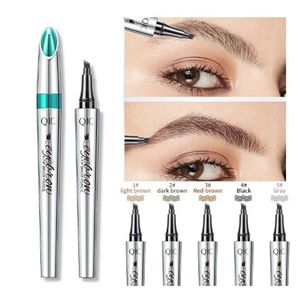 Stylo de tatouage de sourcils 4 Points, 5 couleurs, crayon à sourcils liquide marron, Microblading, crayon à sourcils Ultra-fin, étanche, cosmétique pour les yeux