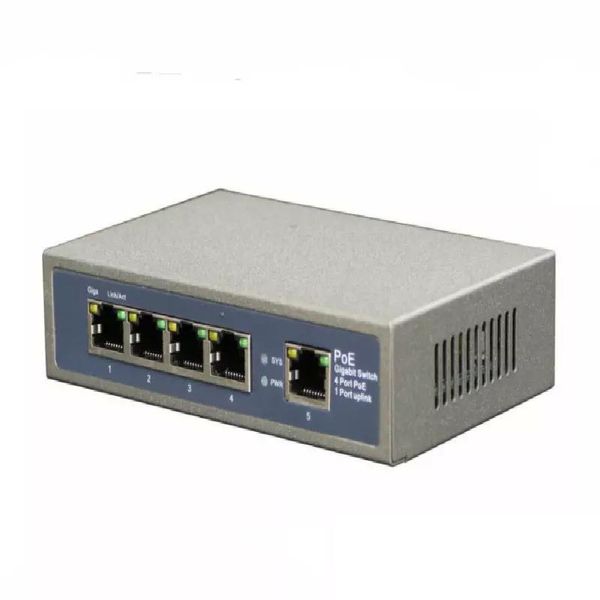 Envío gratis 4 puertos 10 100 1000mbps 10Gpbs gigabit poe switch con adaptador de corriente DC 52v 1.25a para ip