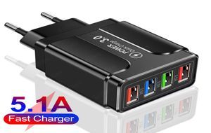 4 Port 20W Chargers rapides Charge rapide 40 30 pour iPhone 12 11 XS Samsung Xiaomi Huawei USB Mobile Phone Charger8740023