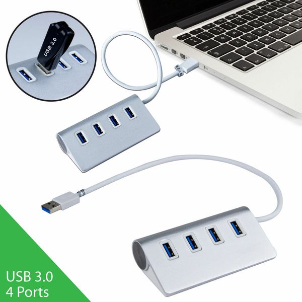 4 Port USB 3.0 Hub USB en aluminium premium pour IMAC MacBook Mac Mini PC ordinateur portable 5gbp