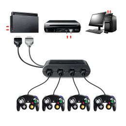 Adaptador de 4 puertos para GC GameCube a Wii U PC, adaptador de controlador de juego, convertidor, adaptadores Super Smash Brothers