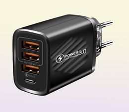 4 PORTS PD USBC AC Home Chargers Travel Wall Charger Power Adapters Hoge snelheid pluggen voor iPhone 13 Samsung HTC Android Telefoon PC W5079631