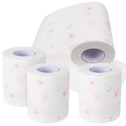 4 rouleaux de papier toilette rose décoratif, fournitures de salle de bains, mouchoirs imprimés pour la maison, 240127