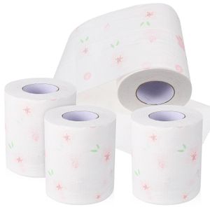 4 rollen decor roze toiletpapier bloem badkamerbenodigdheden bedrukte tissues huishoudelijk 240127