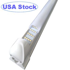 Tube LED T8 intégré à 4 rangées 4 8 pieds Lampe fluorescente 4FT 72W 9000LM 8Ft 144W 18000LM Tubes lumineux Refroidisseur Éclairage de porte Couverture laiteuse givrée crestech