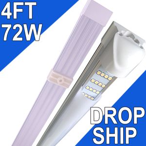 Éclairage de magasin à LED 4 rangées 72 watts Lumières de grarage de 4 pieds DROP SHIP NO-RF RM Barbershop T8 Ampoules intégrées Entrepôt Couverture laiteuse Paquet de 25 Plafond LED de 4 pieds Usastock