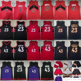 4 Scottie Barnes Jersey Ed Basketball 43 Pascal Siakam 23 Fred Vanvleet Jerseys 2023 Nieuw Zwart Wit Rood City Shorts