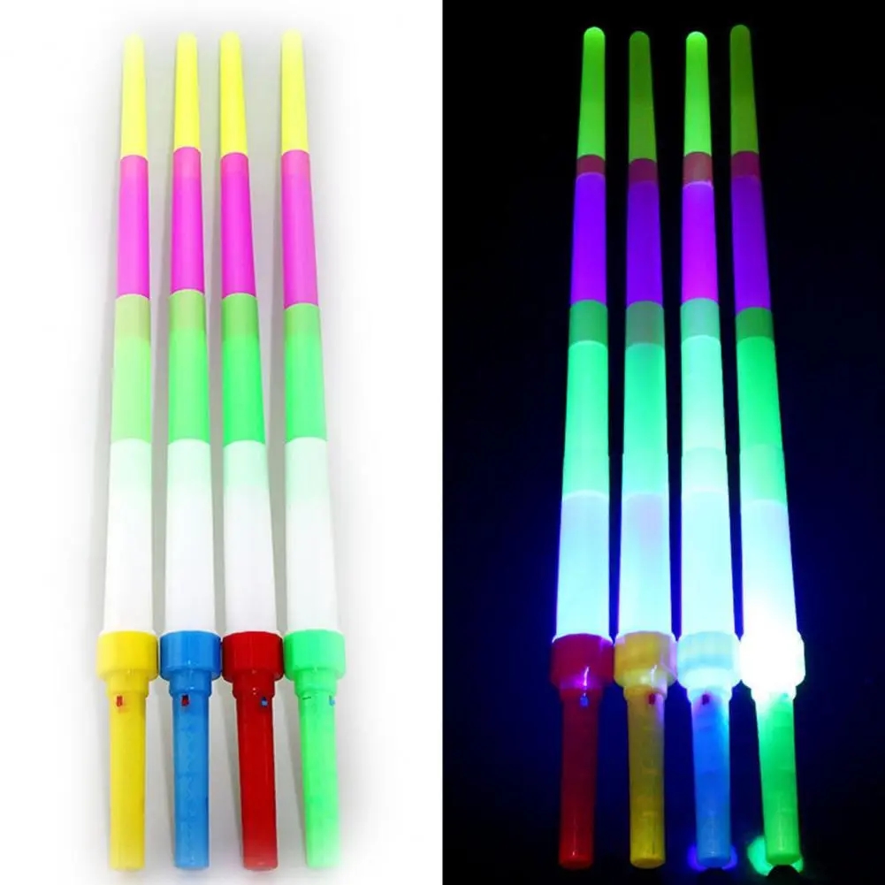 4 sectie Uitschuifbare LED Kleurrijke Knipperende Glow Zwaard Kinderen Speelgoed Knipperlicht-Up Stick Concert Party Props Bar lichtgevende Speelgoed LT0110