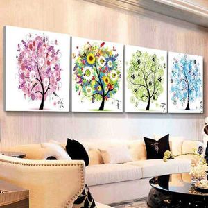 4 Sets 5D DIY Special Fold Full Art Different Shape 4 Seasons Diamond Tekening Tree Cross Stitch Point Boor Schilderen