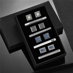 4 Sets Tie Clips Cufflinks For Men Man Shirt Cufflink Wedding Gasten Geschenk met doos Pisa Ties Pin Luxury herencadeau voor echtgenoot 240408