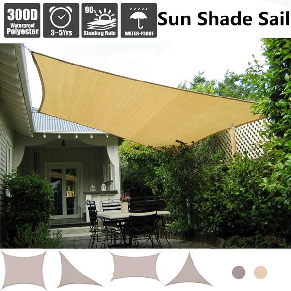 Vela de sombra para el sol de 4 formas, protección de poliéster Oxford 300D, dosel para exteriores, jardín, Patio, piscina, toldo de vela, tela de sombra para acampar, 245k