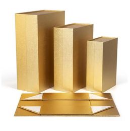 4 maat Deluxe goud groot opvouwbare harde geschenkdoos met magnetische sluiting deksel gunstboxen kinderschoenen opbergdoos groothandel