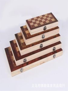 Ajedrez internacional de 4 tamaños, ajedrez de madera plegable, caja de Color en caja, juego de mesa, regalo portátil plegable para niños 309E4199832