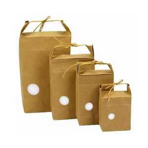 4 Maat Kraftpapierzak voor rijstmeel Mooncakes Draagbare Gift Bag Lege Universele Voedsel Verpakking Tassen
