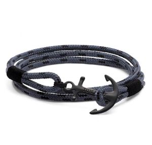 Pulsera Tom Hope de 4 tamaños, cadenas de cuerda de hilo gris Eclipse, brazalete con dijes de ancla de acero inoxidable con caja y TH79408459