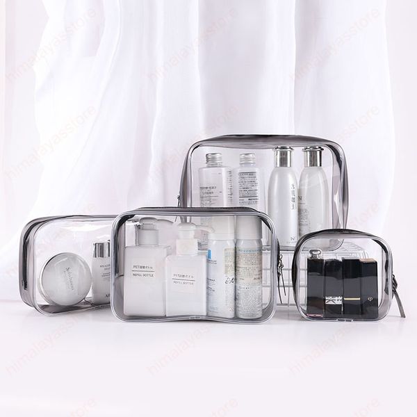 4 taille Transpaent PVC maquillage sac de rangement Portable Transparent pochette en plastique sac à main cosmétique toilette organisateur sac de voyage