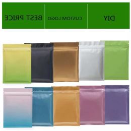 4 tailles 200 pièces Couleur Matt refermable zip mylar sac alimentaire rangement en aluminium sacs en aluminium plasticpouch en stock mvbae