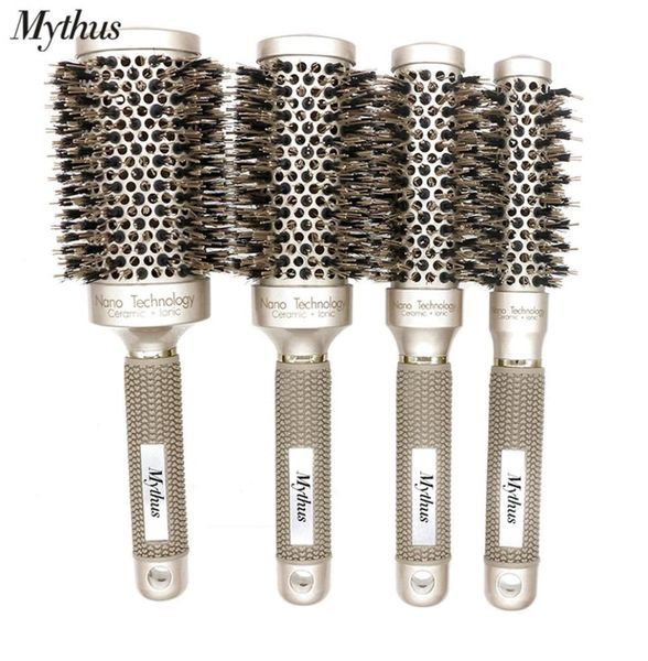 4 tailles de poils de sanglier brosse à cheveux en Nylon Nano céramique friser brosse à cheveux ensemble baril en aluminium antichaleur ronde brosse à rouler 330w7345794