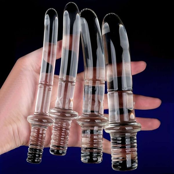 4 tailles Crystal Glass Dildo Anal Butt Plug Band pour le jeu sexy, G- spot perles pour débutant Us Analplug Toys