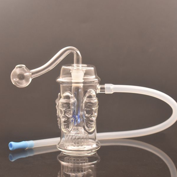 4 Skull Hobelah en verre brûleur d'huile Bong Femelle Dab Huile Pièces d'eau Bongs Small Fumer Water Pipe Catcher de cendres avec tuyau de brûleur à huile en verre de 10 mm et tuyau 2PCS