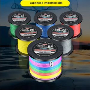 4 brins Fishing Ultra Strong Traided PE Ligne de plus petit diamètre zéro Mémoire et extension multiple couleurs Couleur solide 1093yds / 1000m 10,58 lb à 198,42 lb