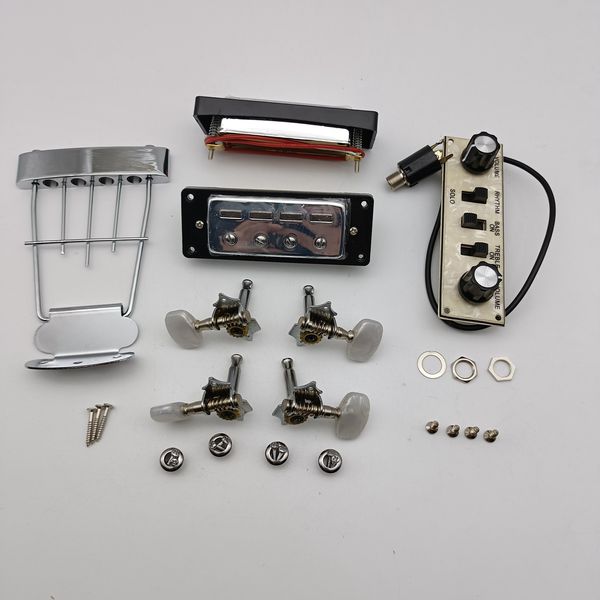 Kits de bajo eléctrico Hofner de 4 cuerdas, afinadores + pastillas, panel de control de cordal trapecio