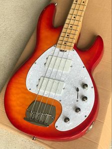 4 cordes Music Man Ernie Ball Guitare basse électrique Cherry Sunburst CS Musicman Sting Ray Batterie 9 V active 2 micros Humbucker Touche érable