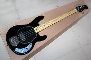 Guitare basse électrique noire à 4 cordes avec matériel chromé, micros Humbucking, peut être personnalisé
