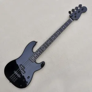 Guitare basse électrique noire à 4 cordes, avec 20 frettes, manche en palissandre personnalisable