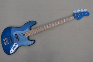 Guitare basse électrique 4 cordes Blue Body avec placage d'érable flammé Peut être personnalisé