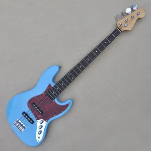Guitare basse électrique bleue à 4 cordes, avec 20 frettes, manche en palissandre personnalisable