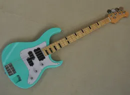 Guitare basse électrique vert clair 4 cordes avec touche en érable Pickguard blanc Peut être personnalisé