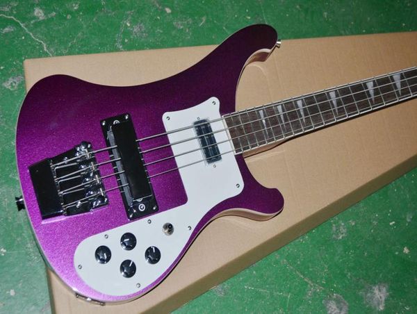 4 cuerdas Metal Purple 4003 Bajo eléctrico Una PC Cuerpo de cuello Salida dual Hardware cromado Ric China Bass8446667