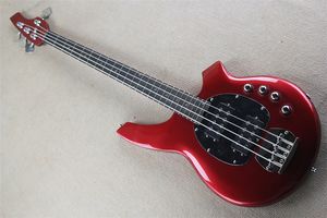 Guitare basse électrique rouge métallique à 4 cordes, avec matériel chromé, Circuit actif, micros Humbucking, personnalisable