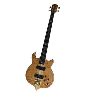 Guitare basse électrique à 4 cordes avec dessus en érable de qualité, matériel doré, offre Logo/couleur personnalisée