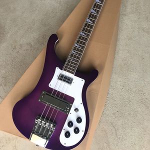 Guitare basse électrique violette à 4 cordes, avec manche en palissandre, Pickguard blanc personnalisable