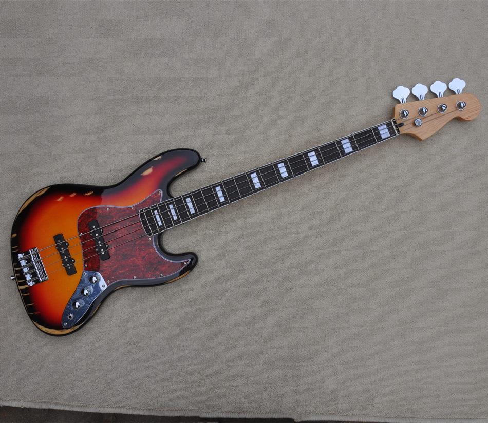 4 str￤ngar Retro Body Electric Bass Guitar med Rosewood Fingerboard kan anpassas