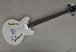 Guitare basse électrique à corps Semi-creux à 4 cordes, couleur blanc lait, offre Logo/couleur personnalisée
