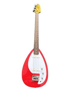 4-strings traan druppel vox phantom elektrische bas gitaar rood lichaam wit pickgurd chroom hardware