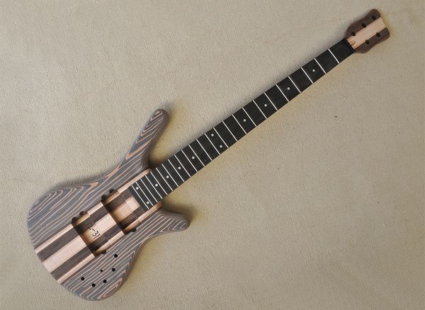 Guitare basse électrique 4 cordes Zebra Wood Neck Thru Body avec 24 frettes Touche palissandre personnalisable