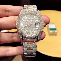 4 Stijl 41mm Datum Alle Diamanten ETA2824 Automatische Mens Horloge 126300 126301 126303 Diamond DiAnd Diamond Rose Goud Tweekleurige Riem Horloges Horloges