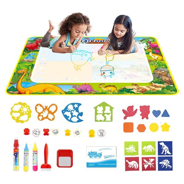 4 Style grande taille magique Doodle tapis de dessin à l'eau stylos de peinture ensemble de timbres planche à colorier jouets éducatifs pour enfants cadeau d'anniversaire 240124