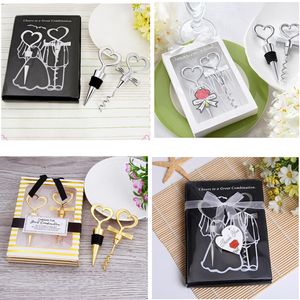 4 outils de bar de style ouvre-bouteille bouchon amour coffret cadeau élégant ouvre-bouteille en forme de coeur tire-bouchon champagne saint valentin mariage souvenir cadeaux boîte faveur de fête