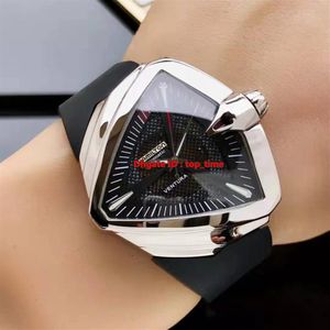 4 Style de haute qualité Montre Ventura xxl Elvis A2824 Automatique Montre Homme Acier Inoxydable H24655331 Cadran Noir Bracelet Caoutchouc Hommes Wa247L