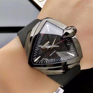 4 stijl horloge van hoge kwaliteit Ventura xxl Elvis A2824 automatisch mechanisch herenhorloge zwart PVD H24615331 zwarte wijzerplaat rubberen band Gen2932