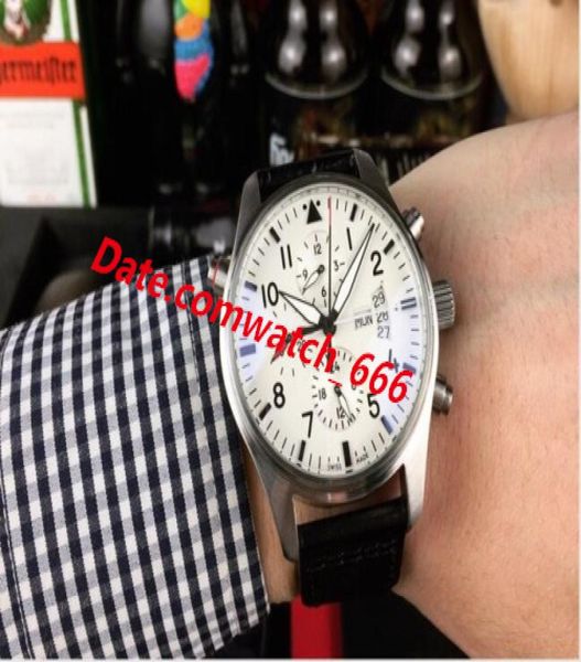 Watch de luxe à 4 style 41 mm chronographe top pistolet 378901 bracelet en cuir quartz masque de mode mascules 3540663