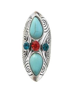 4 -stijl vintage Boheemse verzilverde vergulde grote turquoise ring verstelbare ring voor vrouwen feestjuwelen2323476