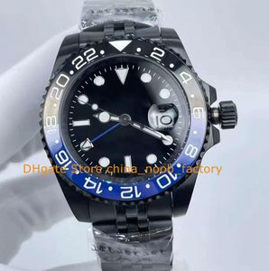 4 Style With Box Watch Men's All Black DLC PVD 40mm Blue Ceramic Bisel Steel Bracelet Sport Mens 2813 Movimiento Relojes mecánicos automáticos